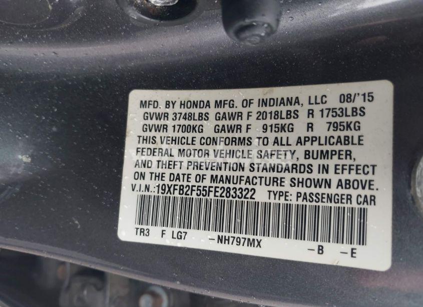 Photo 9 of 2015 Honda Civic LX (VIN 19XFB2F55FE283322)