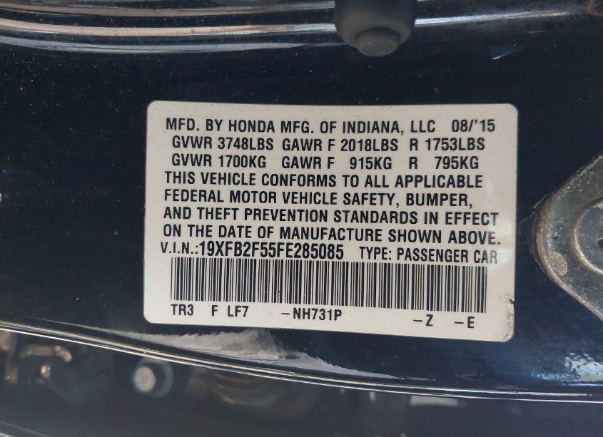 Photo 9 of 2015 Honda Civic LX (VIN 19XFB2F55FE285085)