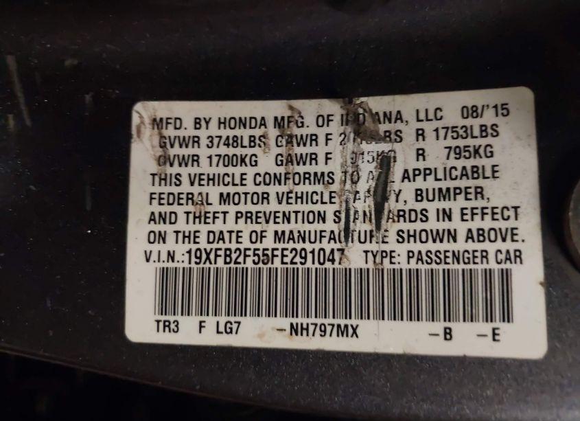 Photo 9 of 2015 Honda Civic LX (VIN 19XFB2F55FE291047)