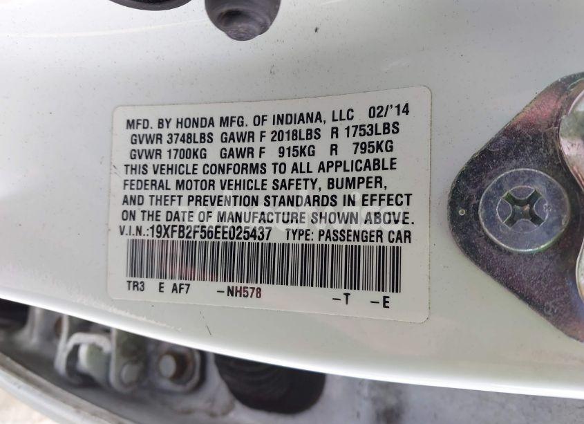 Photo 9 of 2014 Honda Civic LX (VIN 19XFB2F56EE025437)