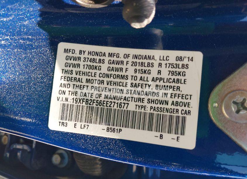 Photo 9 of 2014 Honda Civic LX (VIN 19XFB2F56EE271677)