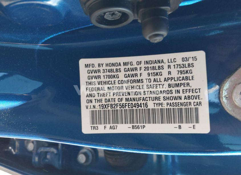 Photo 9 of 2015 Honda Civic LX (VIN 19XFB2F56FE049416)