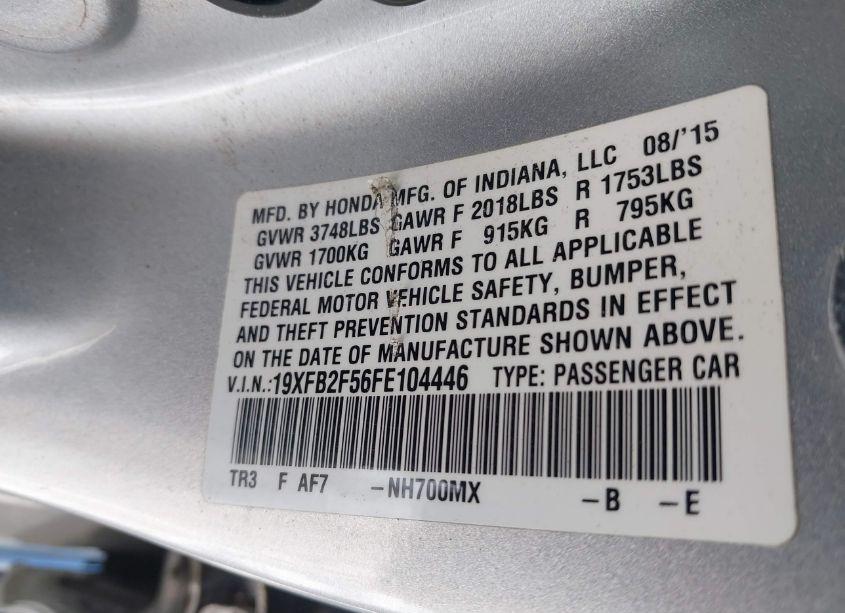 Photo 9 of 2015 Honda Civic LX (VIN 19XFB2F56FE104446)