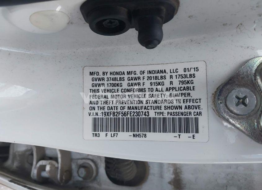 Photo 9 of 2015 Honda Civic LX (VIN 19XFB2F56FE230743)