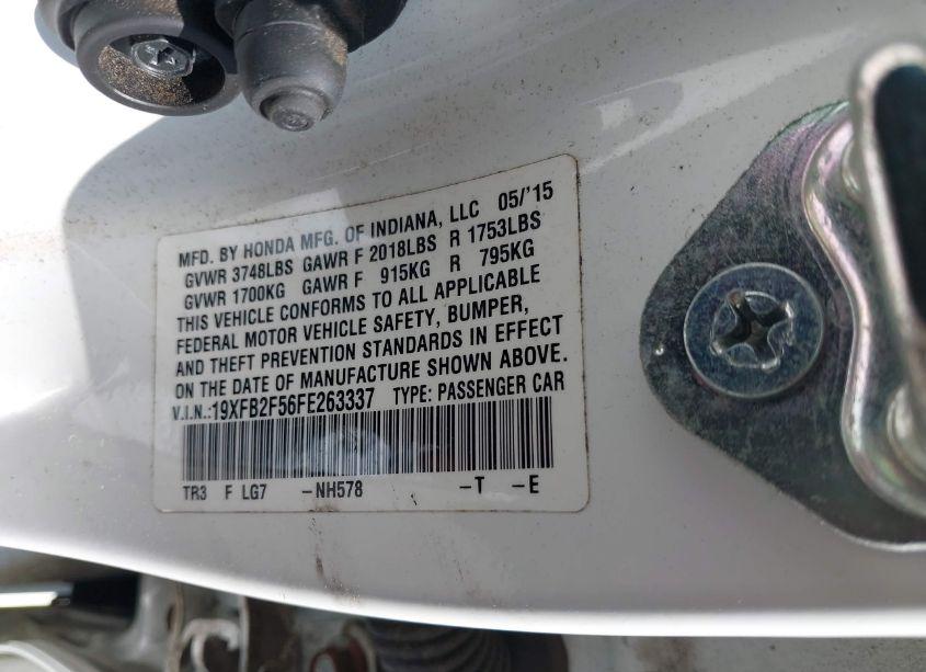 Photo 9 of 2015 Honda Civic LX (VIN 19XFB2F56FE263337)