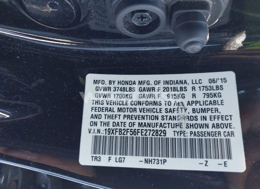 Photo 9 of 2015 Honda Civic LX (VIN 19XFB2F56FE272829)