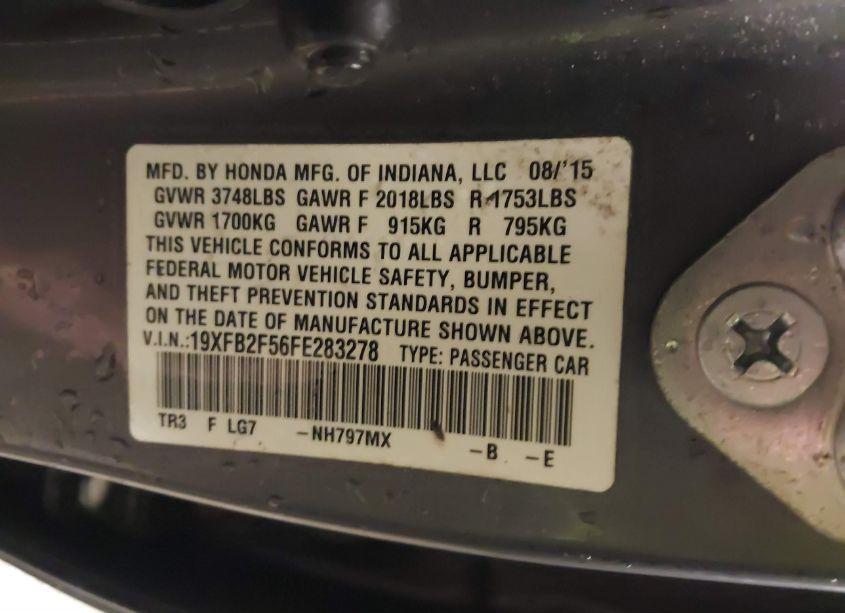 Photo 9 of 2015 Honda Civic LX (VIN 19XFB2F56FE283278)