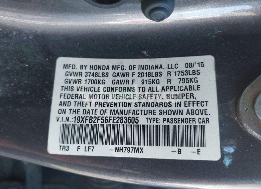 Photo 9 of 2015 Honda Civic LX (VIN 19XFB2F56FE283605)