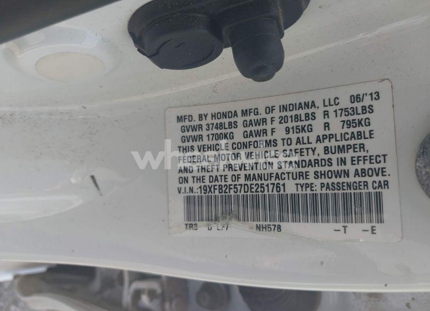 Photo 9 of 2013 Honda Civic LX (VIN 19XFB2F57DE251761)