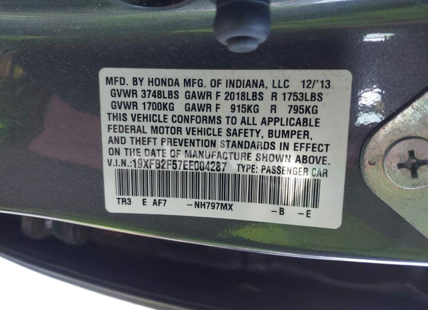 Photo 9 of 2014 Honda Civic LX (VIN 19XFB2F57EE004287)