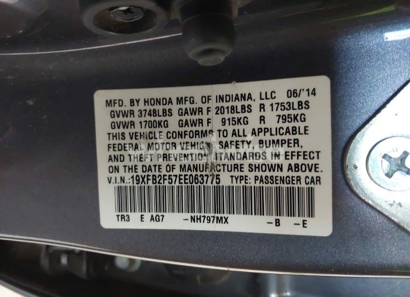 Photo 9 of 2014 Honda Civic LX (VIN 19XFB2F57EE063775)