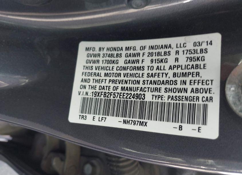 Photo 9 of 2014 Honda Civic LX (VIN 19XFB2F57EE224903)