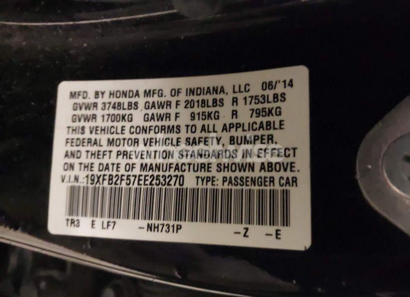 Photo 9 of 2014 Honda Civic LX (VIN 19XFB2F57EE253270)