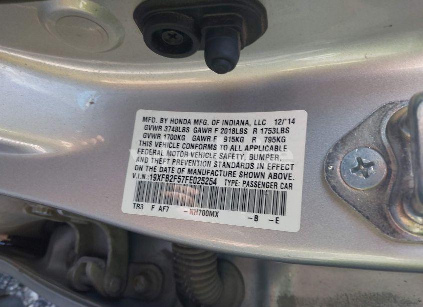 Photo 9 of 2015 Honda Civic LX (VIN 19XFB2F57FE025254)