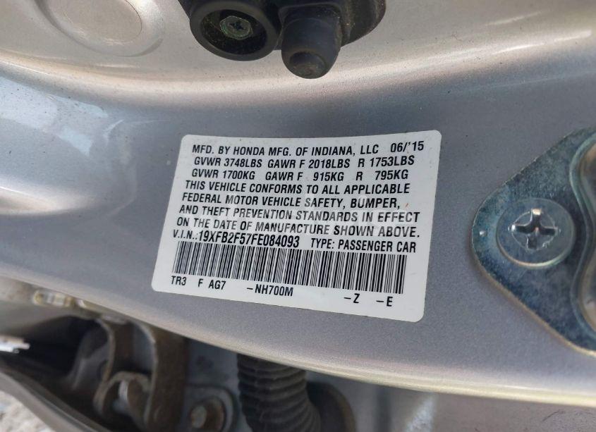 Photo 9 of 2015 Honda Civic LX (VIN 19XFB2F57FE084093)