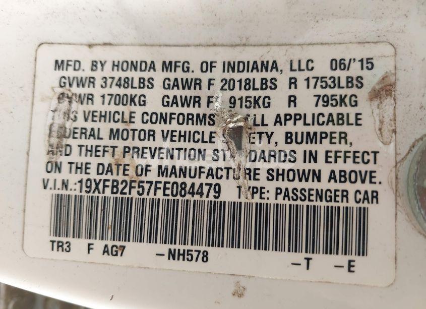 Photo 9 of 2015 Honda Civic LX (VIN 19XFB2F57FE084479)