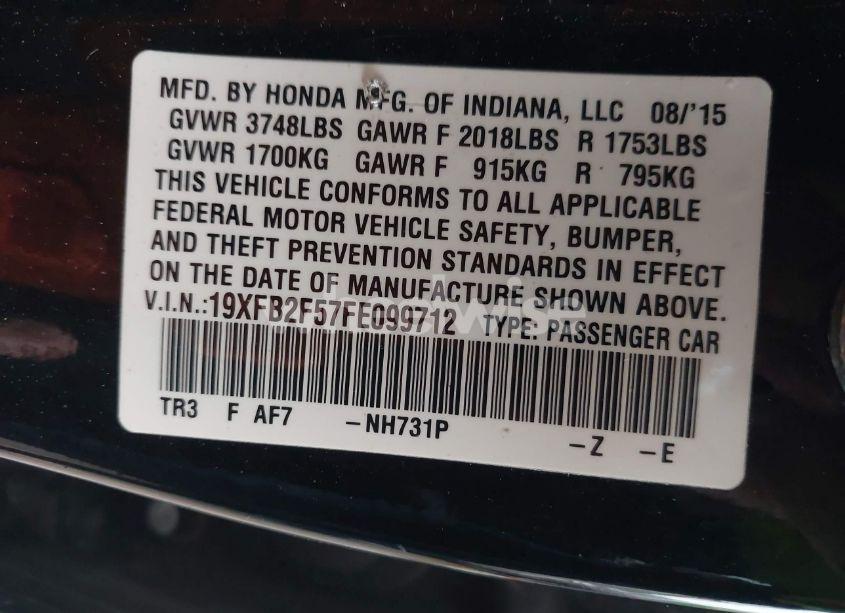 Photo 9 of 2015 Honda Civic LX (VIN 19XFB2F57FE099712)