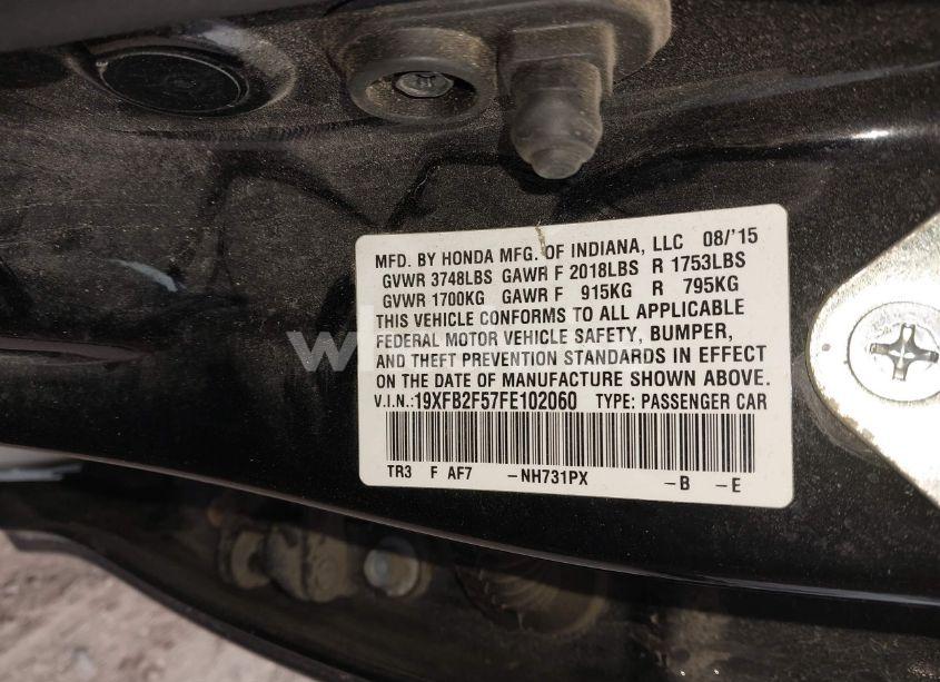 Photo 9 of 2015 Honda Civic LX (VIN 19XFB2F57FE102060)