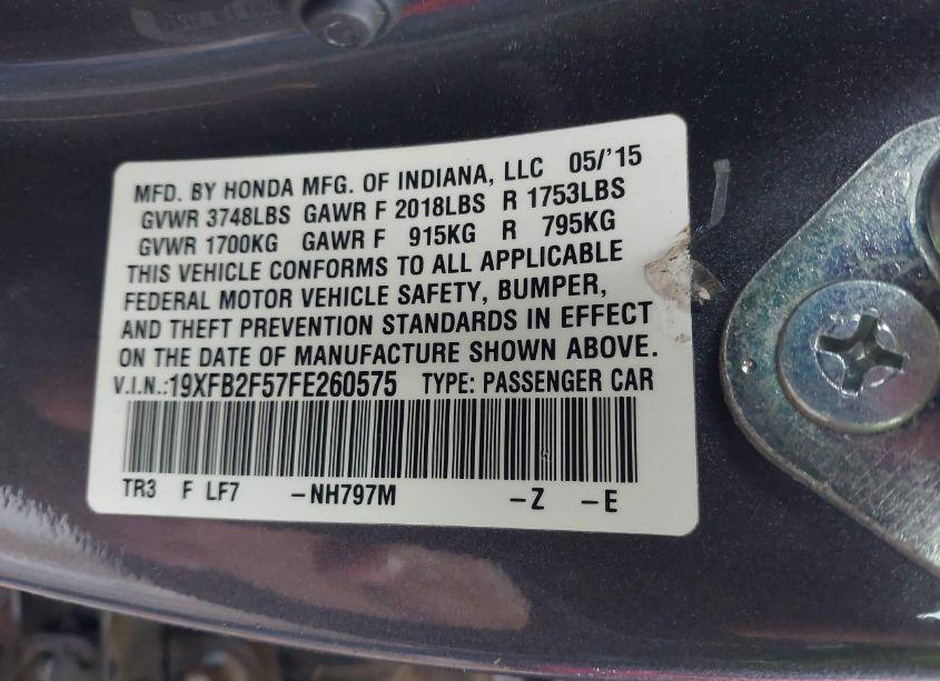 Photo 9 of 2015 Honda Civic LX (VIN 19XFB2F57FE260575)