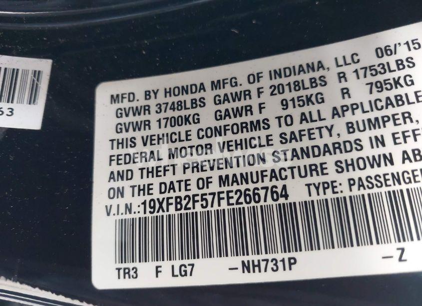 Photo 9 of 2015 Honda Civic LX (VIN 19XFB2F57FE266764)