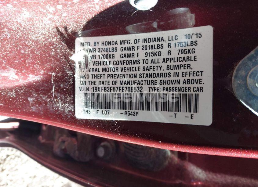 Photo 9 of 2015 Honda Civic LX (VIN 19XFB2F57FE706532)