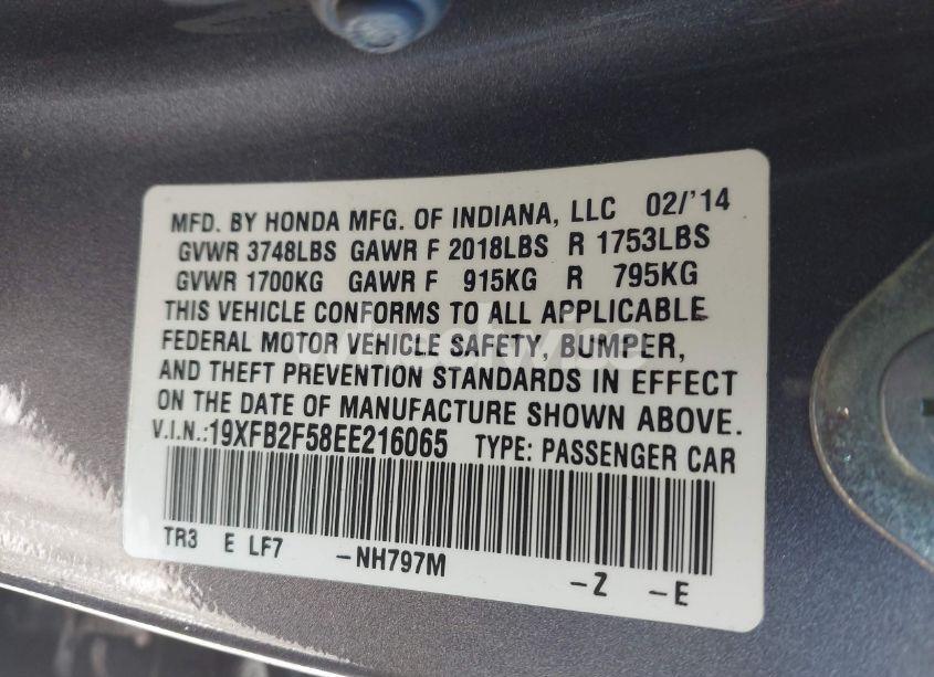 Photo 9 of 2014 Honda Civic LX (VIN 19XFB2F58EE216065)