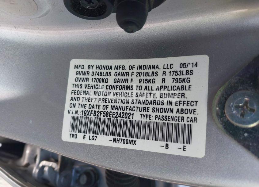 Photo 9 of 2014 Honda Civic LX (VIN 19XFB2F58EE242021)