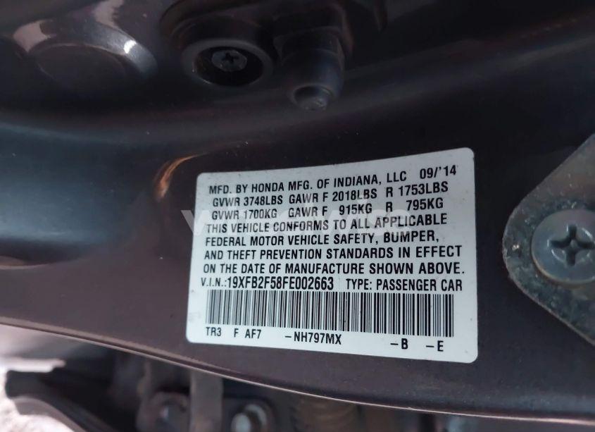 Photo 9 of 2015 Honda Civic LX (VIN 19XFB2F58FE002663)