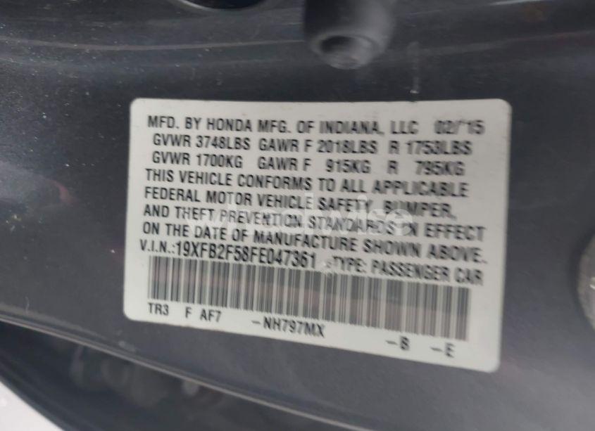 Photo 9 of 2015 Honda Civic LX (VIN 19XFB2F58FE047361)