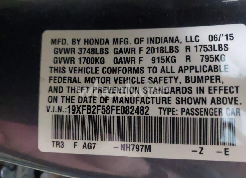 Photo 9 of 2015 Honda Civic LX (VIN 19XFB2F58FE082482)
