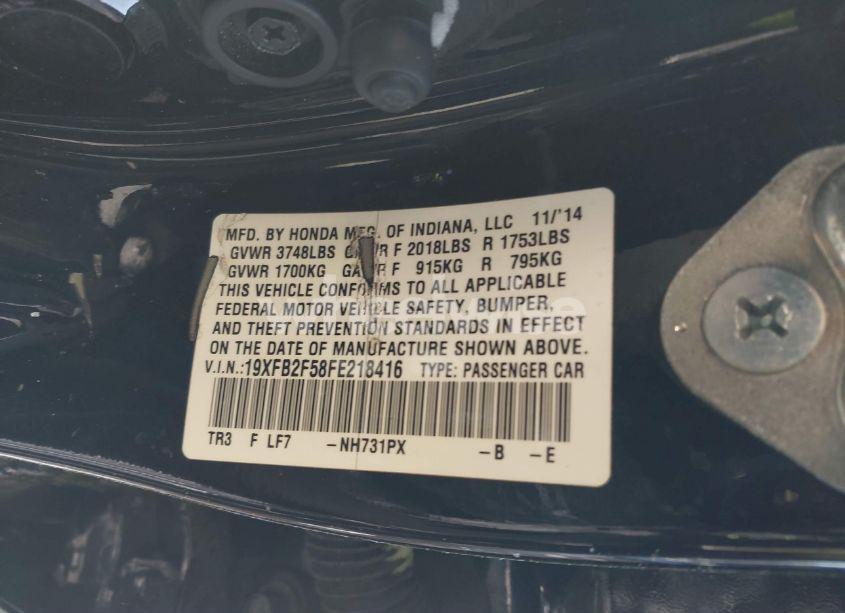 Photo 9 of 2015 Honda Civic LX (VIN 19XFB2F58FE218416)