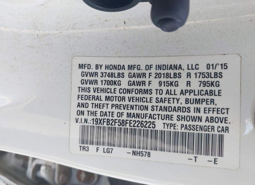 Photo 9 of 2015 Honda Civic LX (VIN 19XFB2F58FE226225)