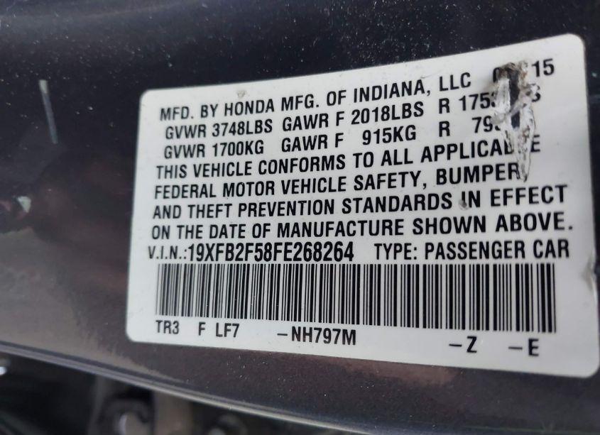 Photo 9 of 2015 Honda Civic LX (VIN 19XFB2F58FE268264)
