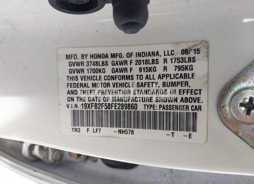 Photo 9 of 2015 Honda Civic LX (VIN 19XFB2F58FE289860)