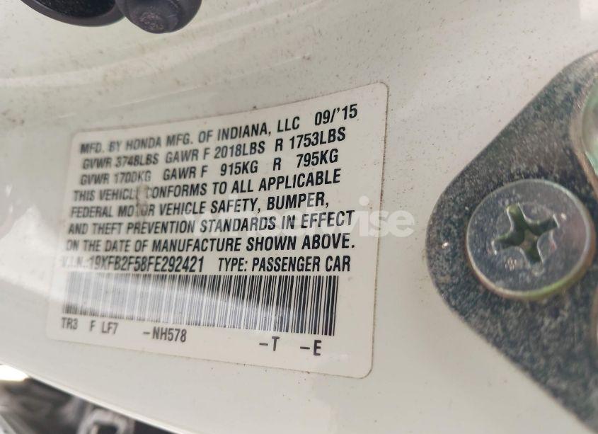 Photo 9 of 2015 Honda Civic LX (VIN 19XFB2F58FE292421)