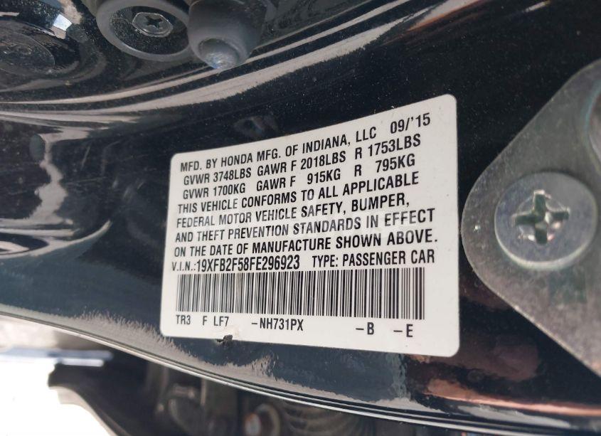 Photo 9 of 2015 Honda Civic LX (VIN 19XFB2F58FE296923)