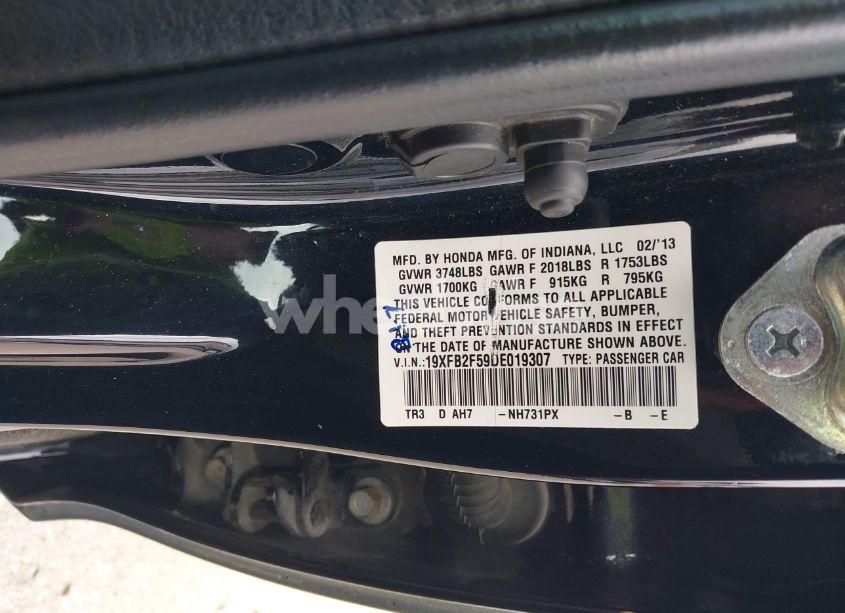 Photo 9 of 2013 Honda Civic LX (VIN 19XFB2F59DE019307)