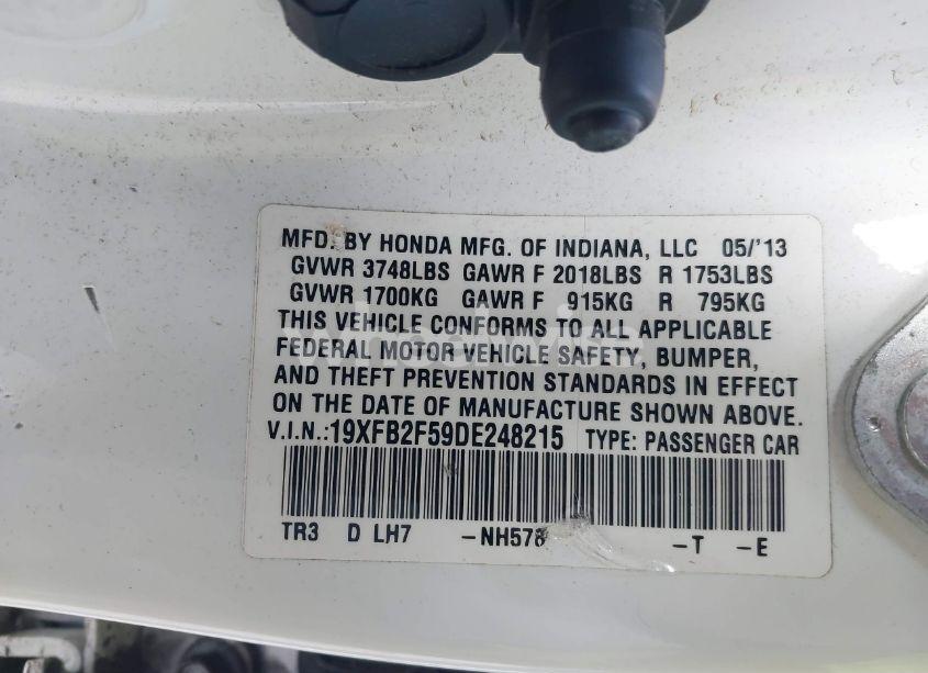 Photo 9 of 2013 Honda Civic LX (VIN 19XFB2F59DE248215)