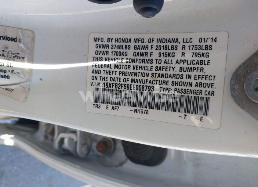 Photo 9 of 2014 Honda Civic LX (VIN 19XFB2F59EE008793)