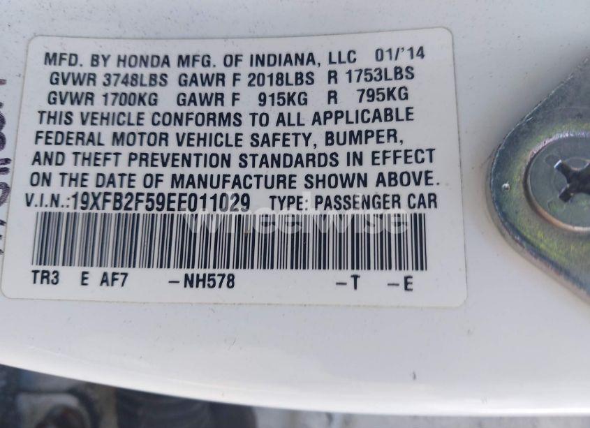 Photo 9 of 2014 Honda Civic LX (VIN 19XFB2F59EE011029)