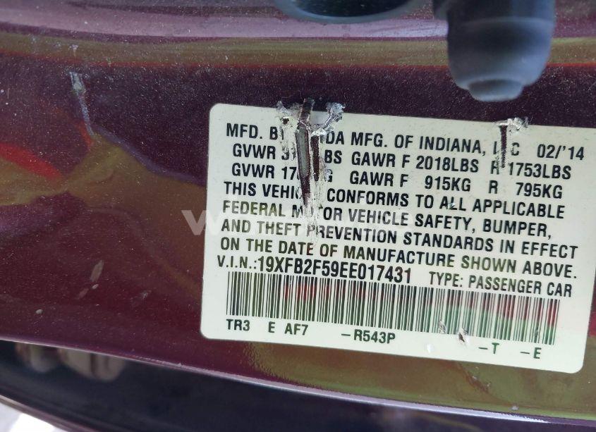 Photo 9 of 2014 Honda Civic LX (VIN 19XFB2F59EE017431)