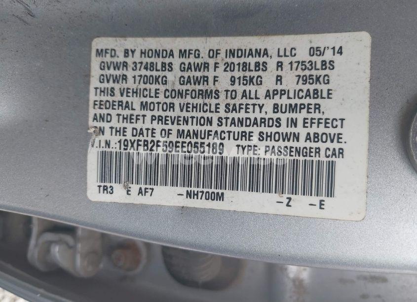 Photo 9 of 2014 Honda Civic LX (VIN 19XFB2F59EE055189)