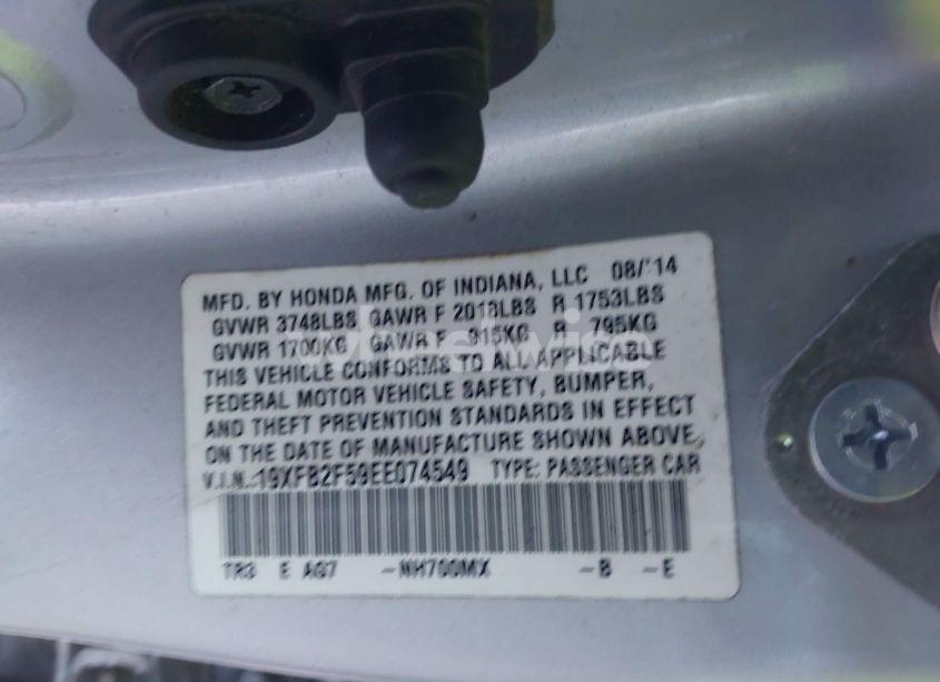 Photo 9 of 2014 Honda Civic LX (VIN 19XFB2F59EE074549)