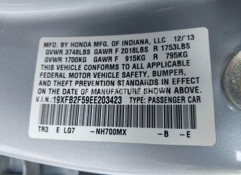 Photo 9 of 2014 Honda Civic LX (VIN 19XFB2F59EE203423)