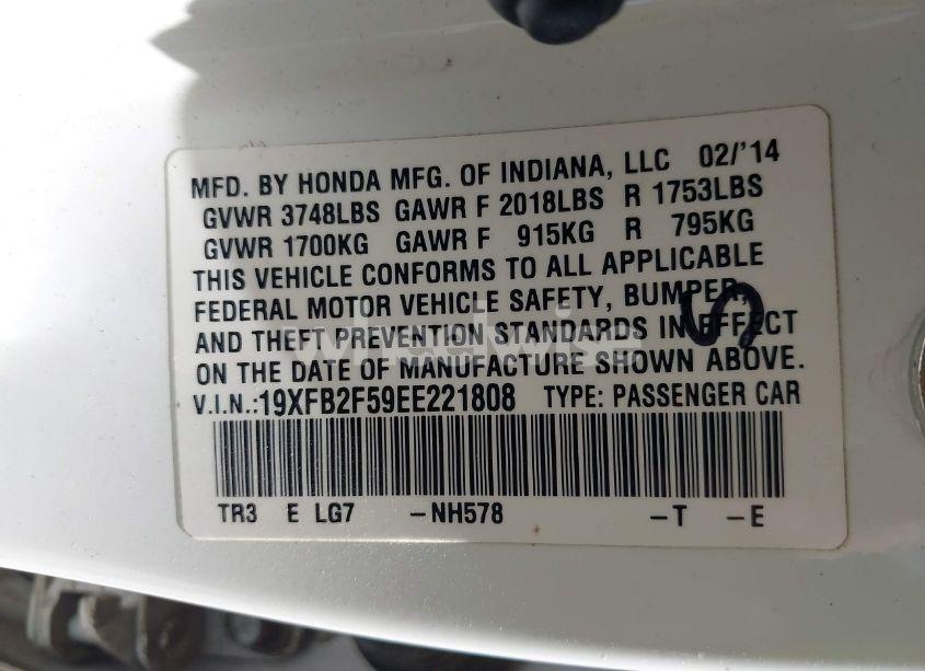 Photo 9 of 2014 Honda Civic LX (VIN 19XFB2F59EE221808)