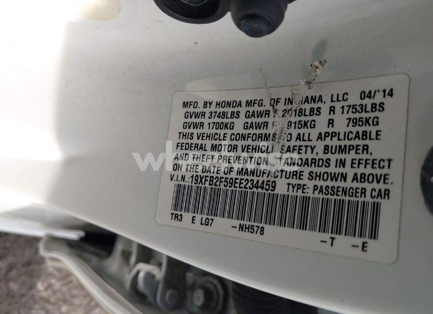 Photo 9 of 2014 Honda Civic LX (VIN 19XFB2F59EE234459)