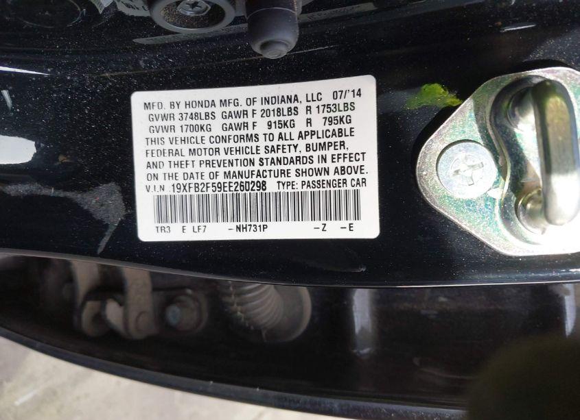 Photo 9 of 2014 Honda Civic LX (VIN 19XFB2F59EE260298)