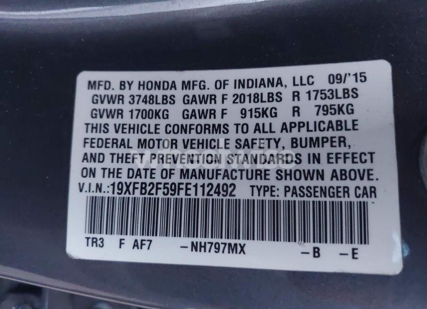 Photo 9 of 2015 Honda Civic LX (VIN 19XFB2F59FE112492)