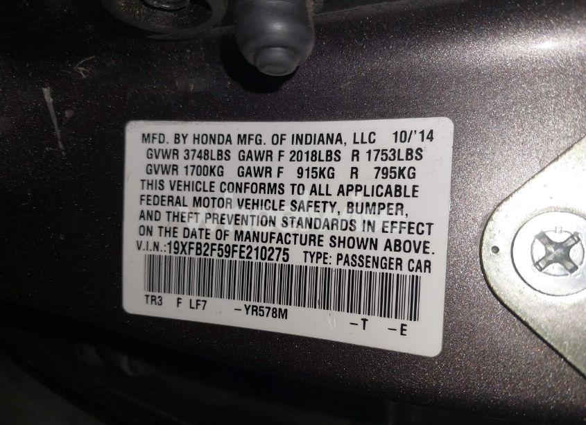 Photo 9 of 2015 Honda Civic LX (VIN 19XFB2F59FE210275)