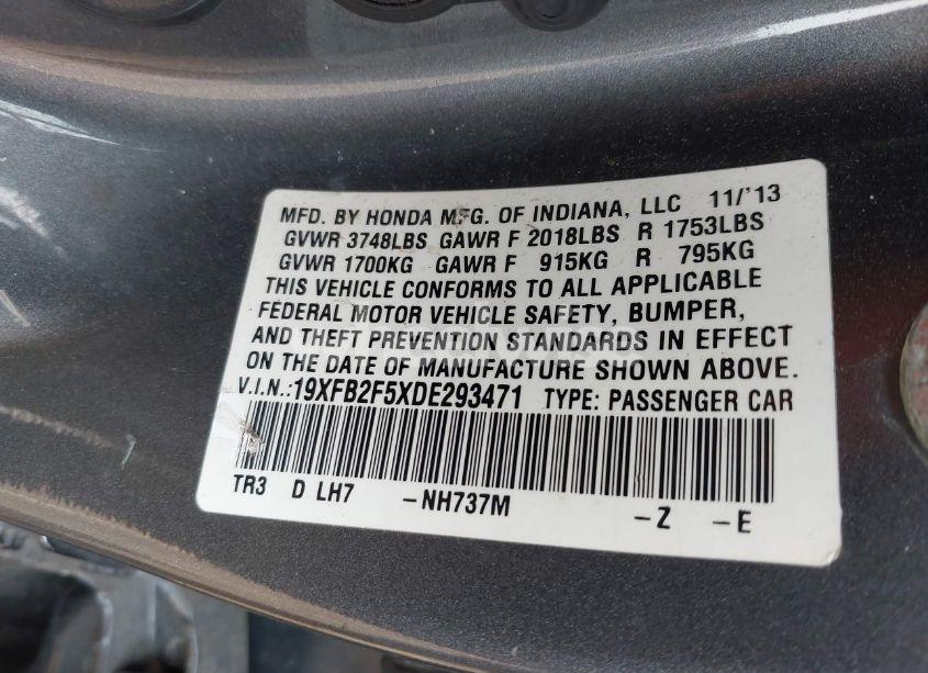 Photo 9 of 2013 Honda Civic LX (VIN 19XFB2F5XDE293471)